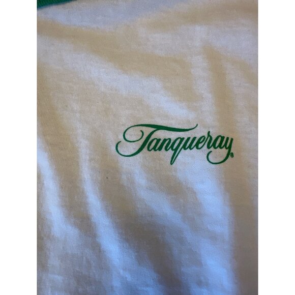 Vintage 80s Tanqueray Ringer T-Shirt Size XL White & Green - Picture 2 of 4